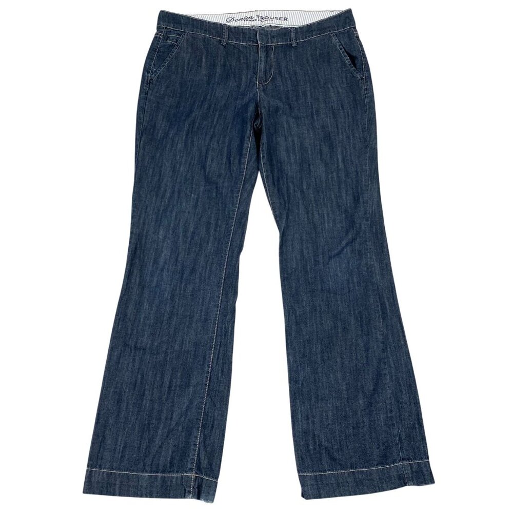 Tommy Hilfiger Woman's Denim Trouser Pants Size 8 Straight-Leg Blue Cotton Retro